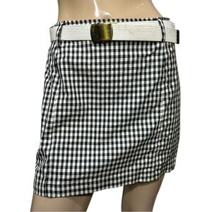 Ralph Ralph Lauren Vintage Women’s Size 6 Black White Check Belted Mini Skirt